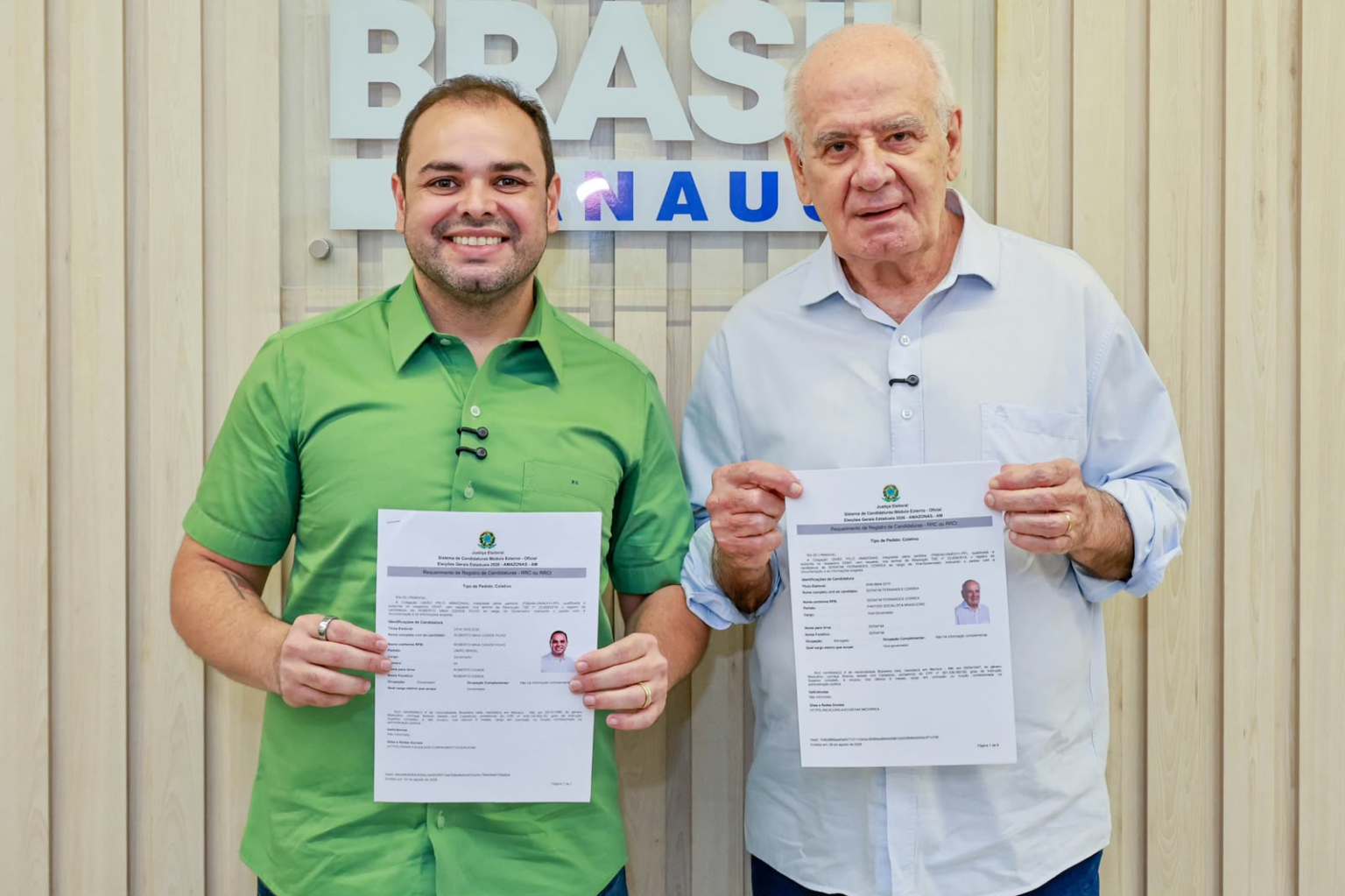 Roberto Cidade registra candidatura à reeleição com plano de 44 compromissos para o Amazonas